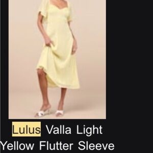 Lulu's Light Yellow Flutter Sleeve Midi Dress